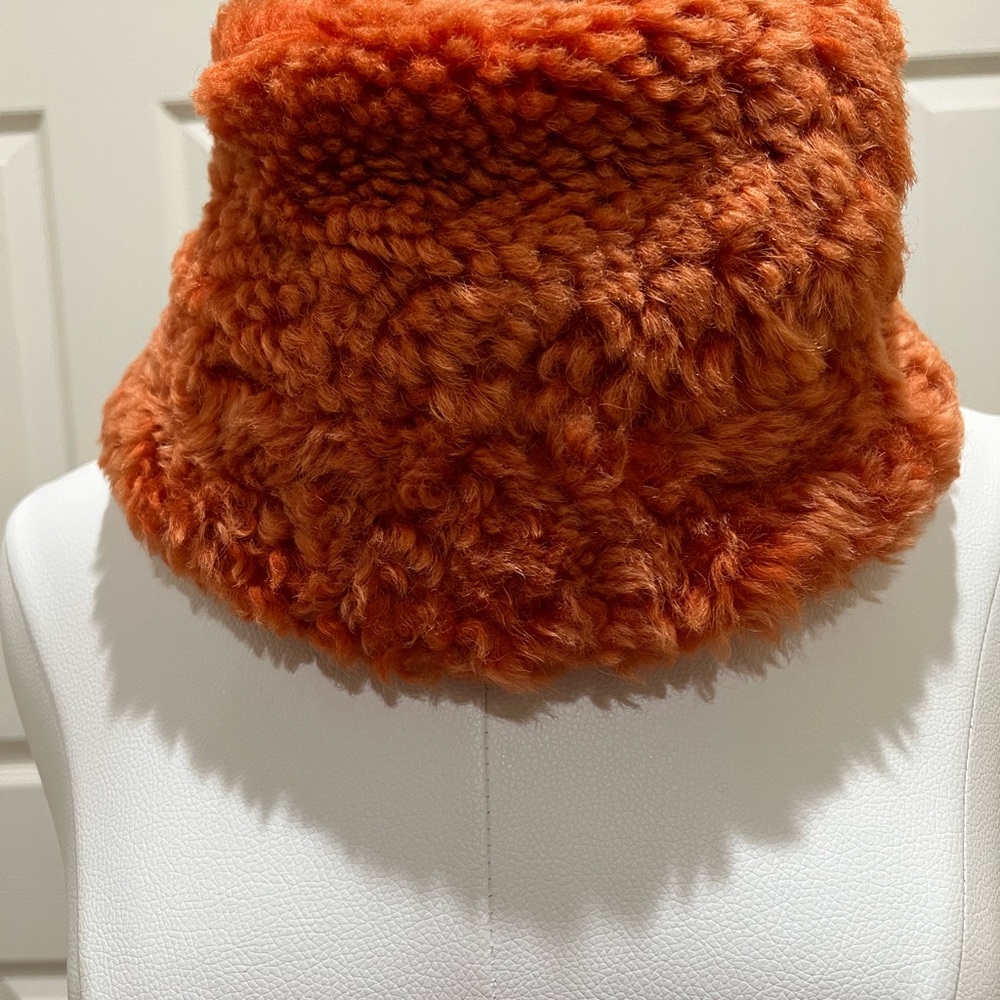 Cozy Burnt Orange Faux Fur Bucket Hat